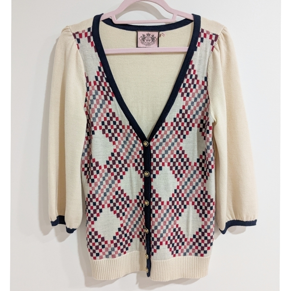 Y2K Juicy Couture Cashmere Argyle Cardigan